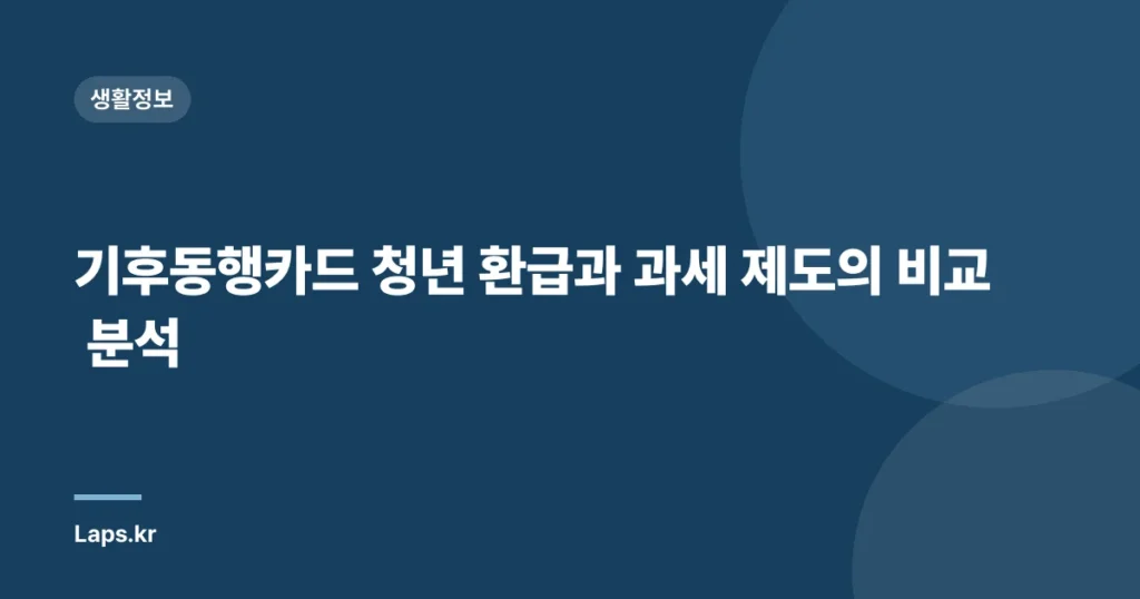 기후동행카드 청년 환급과 과세 제도의 비교 분석