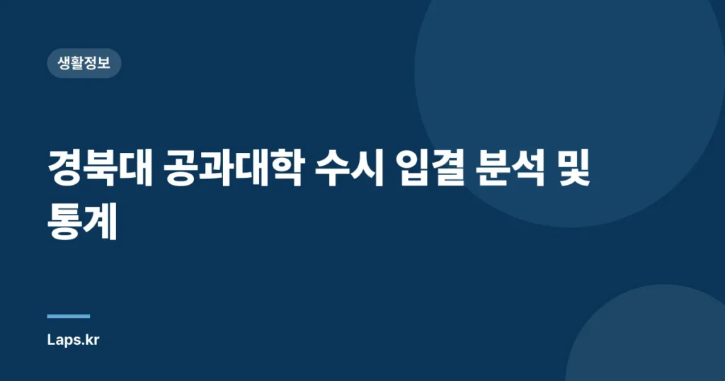 경북대 공과대학 수시 입결 분석 및 통계