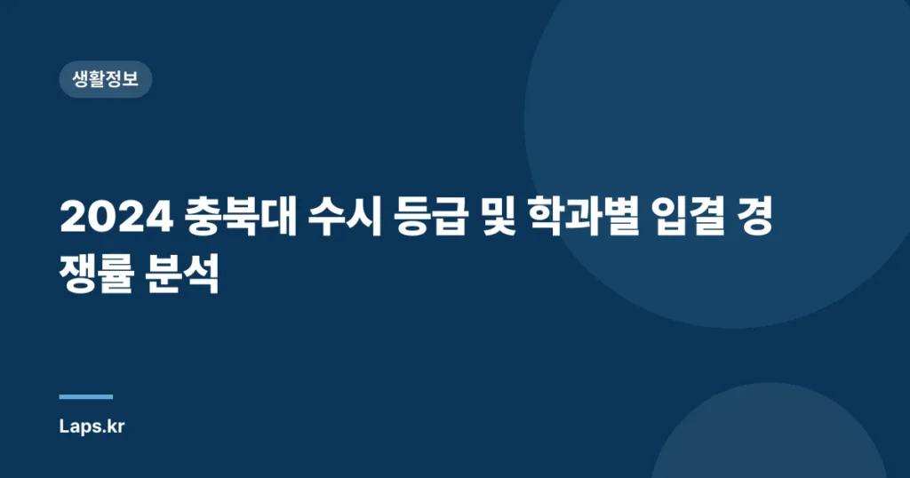 2024 충북대 수시 등급 및 학과별 입결 경쟁률 분석