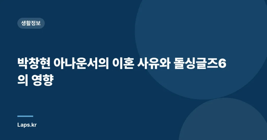 박창현 아나운서의 이혼 사유와 돌싱글즈6의 영향