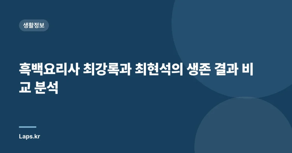 흑백요리사 최강록과 최현석의 생존 결과 비교 분석