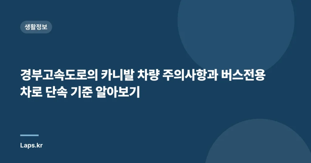 경부고속도로의 카니발 차량 주의사항과 버스전용차로 단속 기준 알아보기