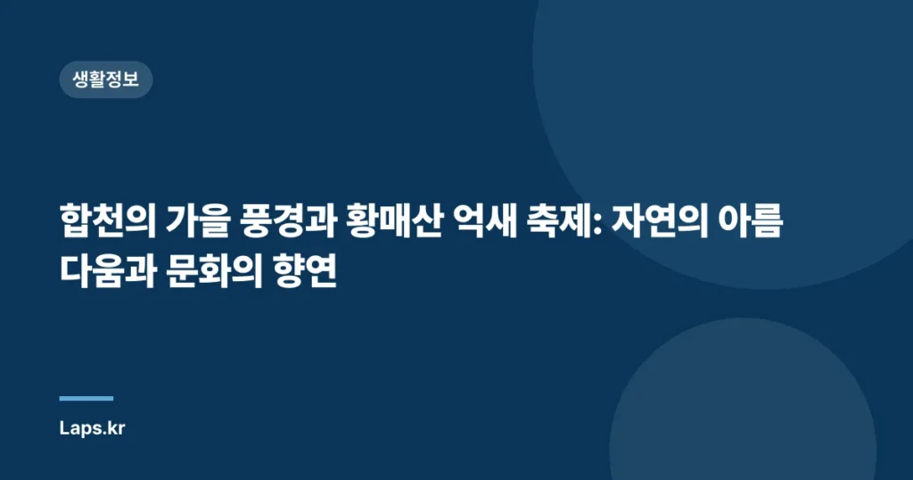 합천의 가을 풍경과 황매산 억새 축제: 자연의 아름다움과 문화의 향연