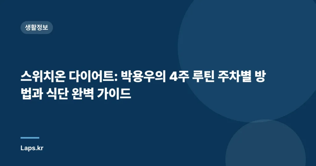 스위치온 다이어트: 박용우의 4주 루틴 주차별 방법과 식단 완벽 가이드