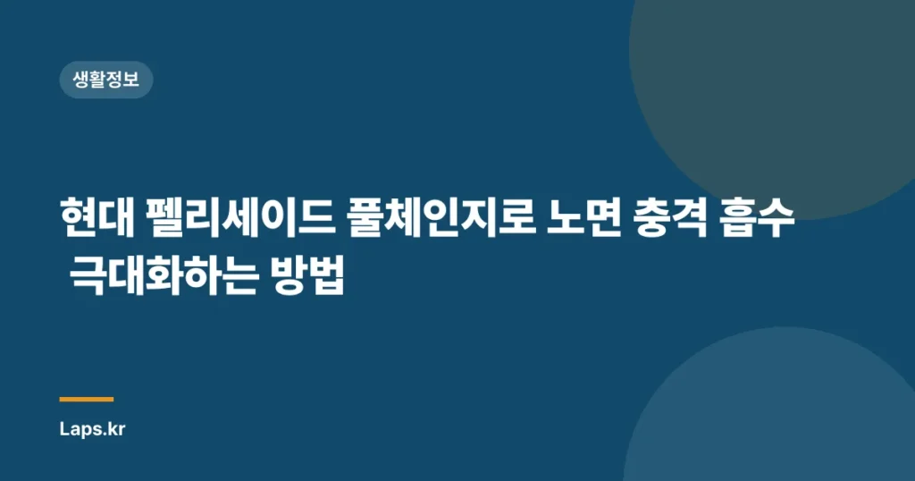 현대 펠리세이드 풀체인지로 노면 충격 흡수 극대화하는 방법