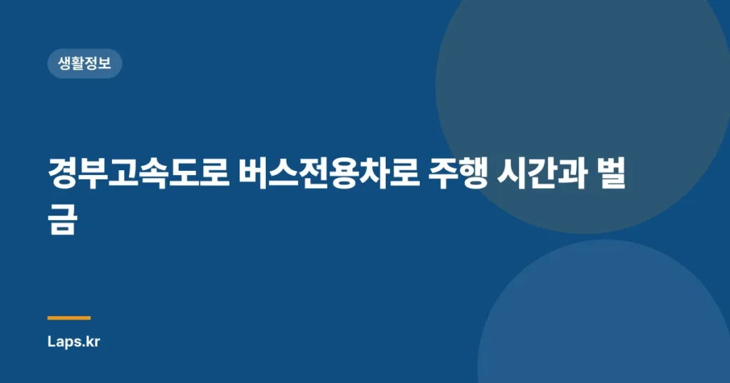 경부고속도로 버스전용차로 주행 시간과 벌금