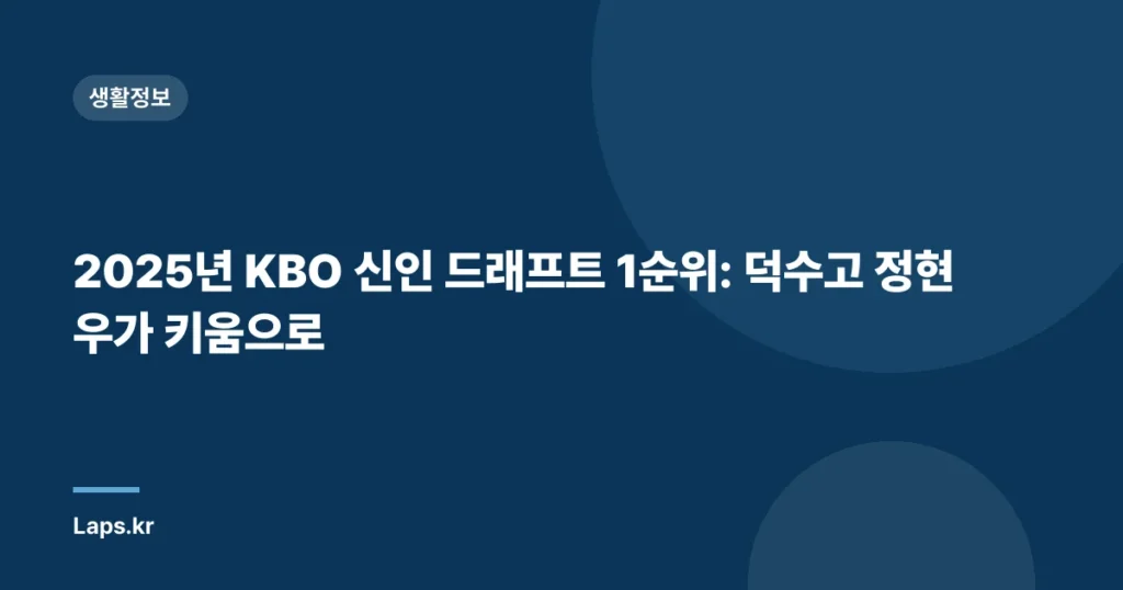 2025년 KBO 신인 드래프트 1순위: 덕수고 정현우가 키움으로