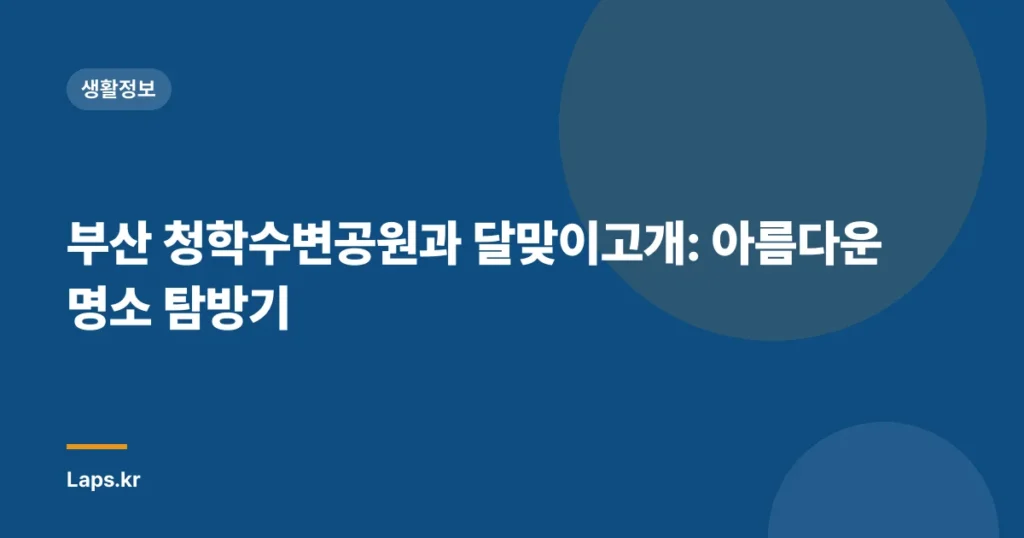 부산 청학수변공원과 달맞이고개: 아름다운 명소 탐방기
