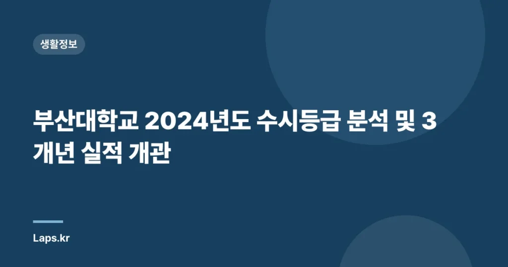 부산대학교 2024년도 수시등급 분석 및 3개년 실적 개관