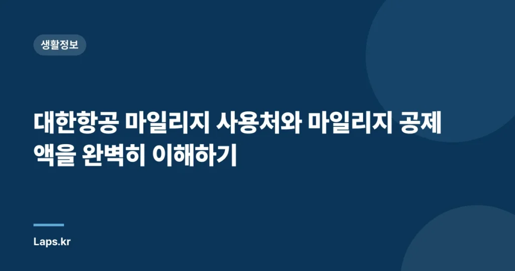 대한항공 마일리지 사용처와 마일리지 공제액을 완벽히 이해하기