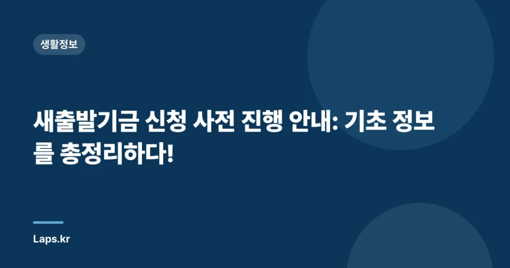 새출발기금 신청 사전 진행 안내: 기초 정보를 총정리하다!