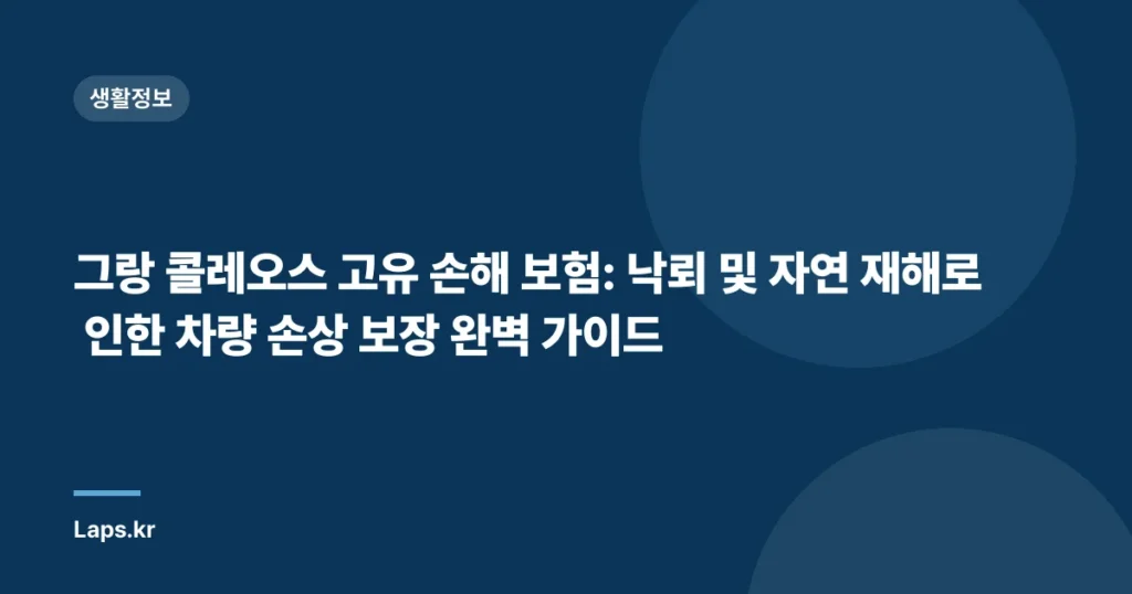 그랑 콜레오스 고유 손해 보험: 낙뢰 및 자연 재해로 인한 차량 손상 보장 완벽 가이드
