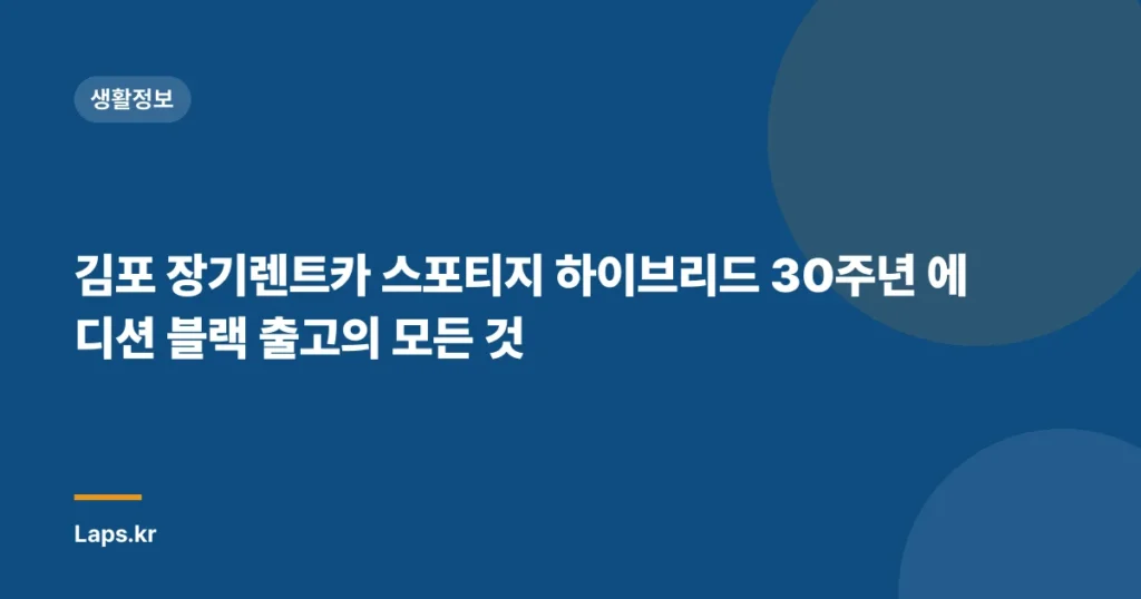 김포 장기렌트카 스포티지 하이브리드 30주년 에디션 블랙 출고의 모든 것