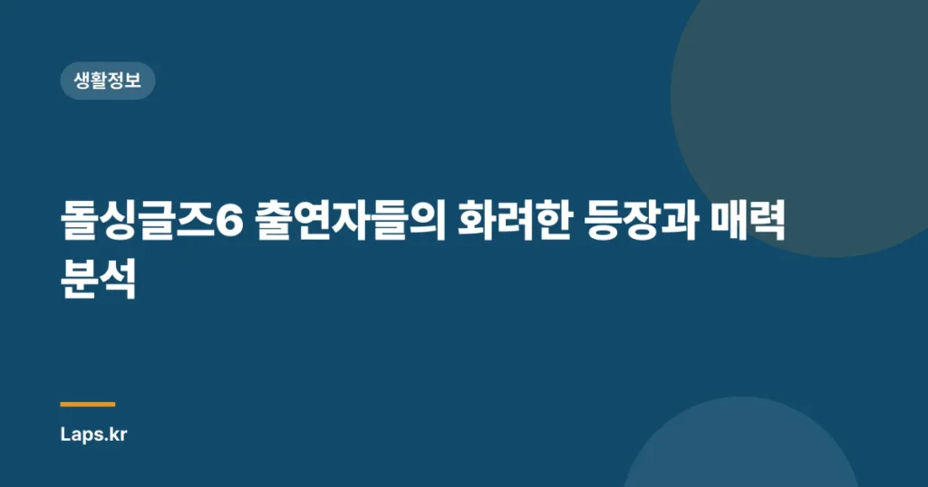 돌싱글즈6 출연자들의 화려한 등장과 매력 분석