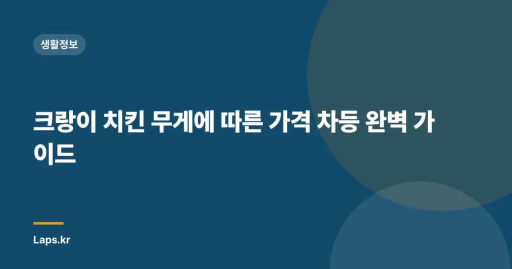 크랑이 치킨 무게에 따른 가격 차등 완벽 가이드