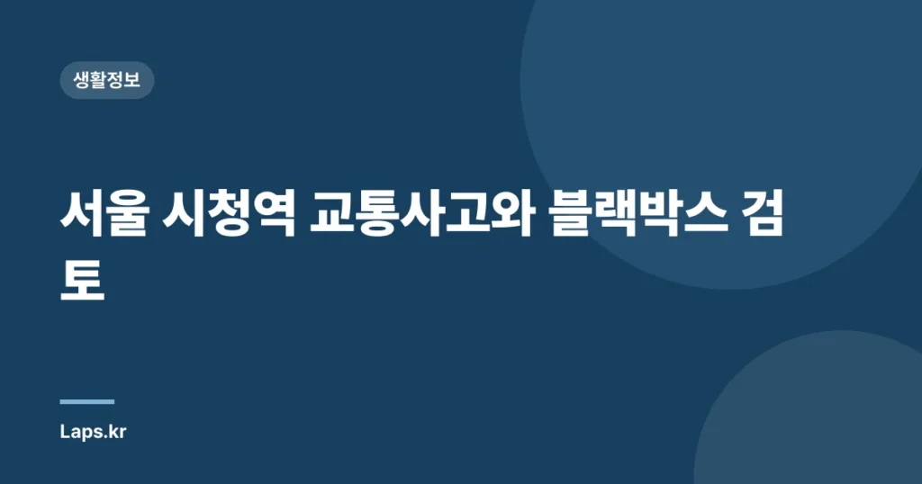 서울 시청역 교통사고와 블랙박스 검토