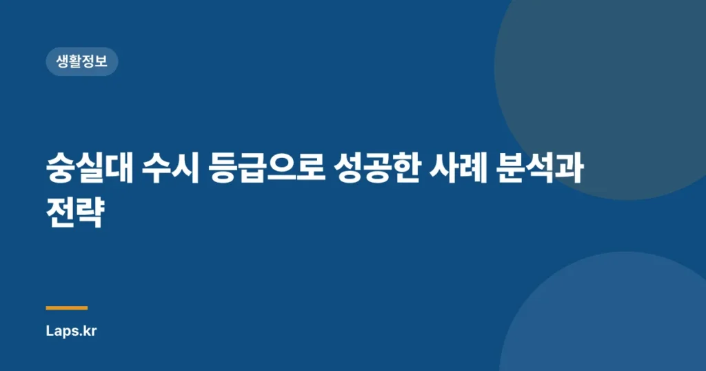 숭실대 수시 등급으로 성공한 사례 분석과 전략