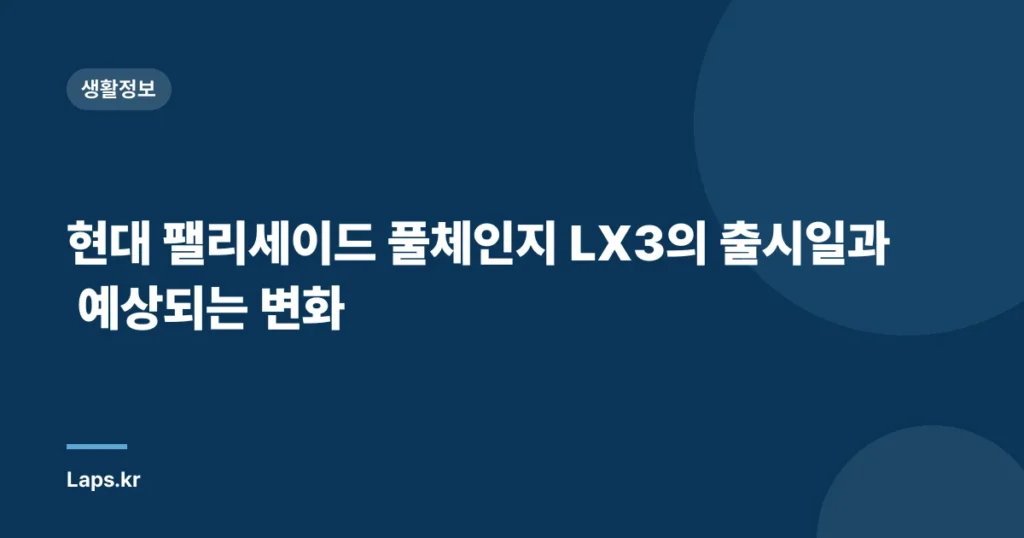 현대 팰리세이드 풀체인지 LX3의 출시일과 예상되는 변화