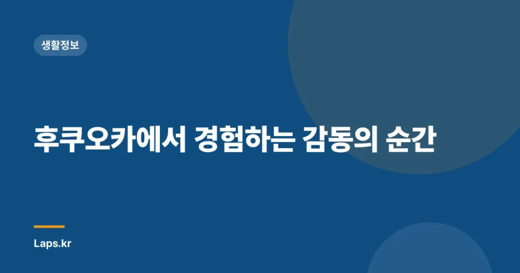 후쿠오카에서 경험하는 감동의 순간