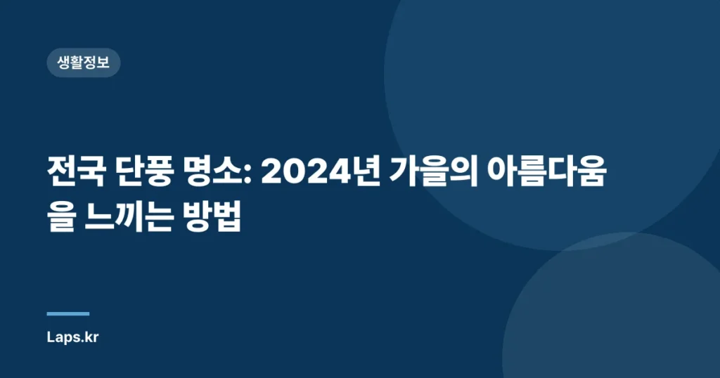 전국 단풍 명소: 2024년 가을의 아름다움을 느끼는 방법