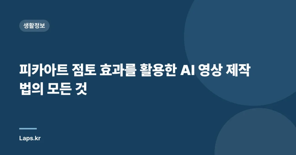 피카아트 점토 효과를 활용한 AI 영상 제작법의 모든 것