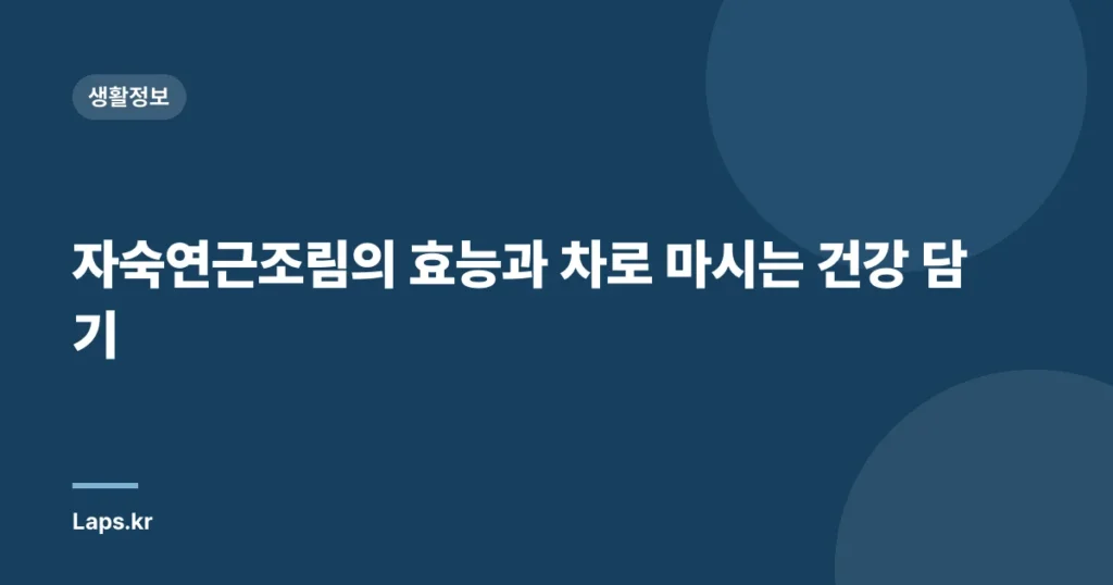 자숙연근조림의 효능과 차로 마시는 건강 담기