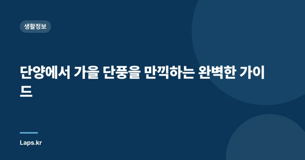 단양에서 가을 단풍을 만끽하는 완벽한 가이드