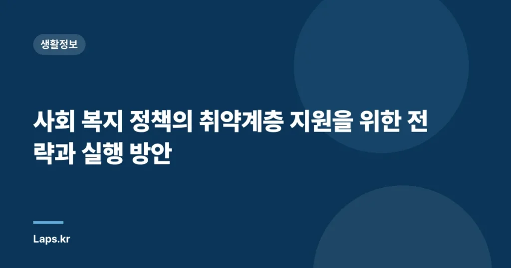 사회 복지 정책의 취약계층 지원을 위한 전략과 실행 방안