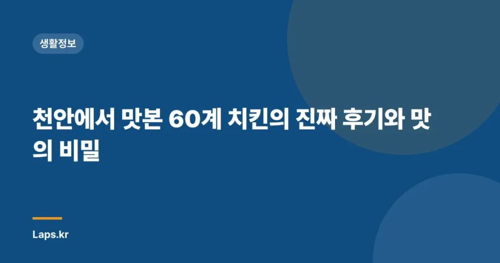 천안에서 맛본 60계 치킨의 진짜 후기와 맛의 비밀