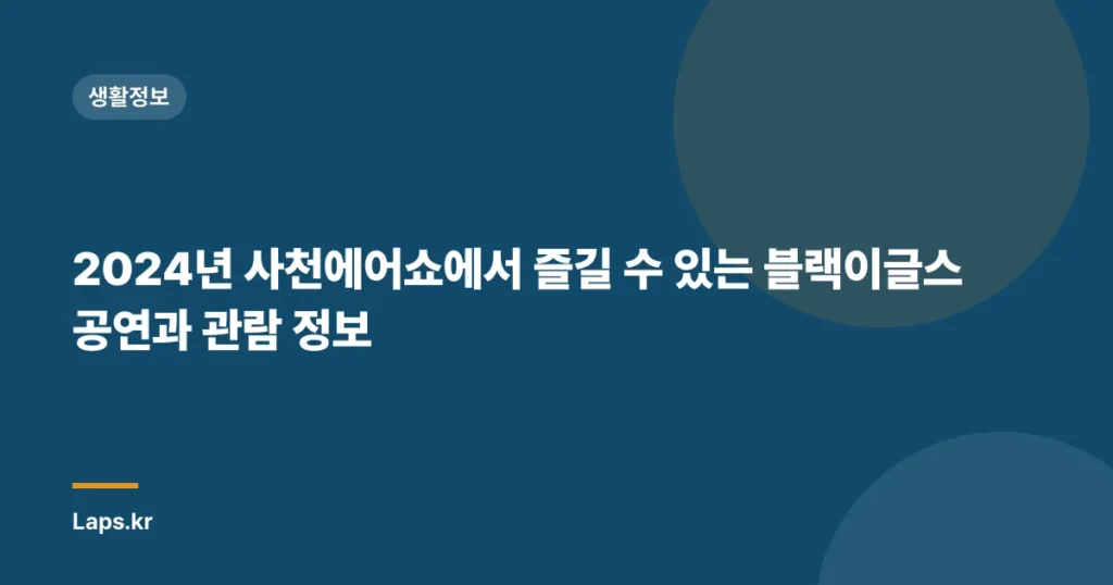 2024년 사천에어쇼에서 즐길 수 있는 블랙이글스 공연과 관람 정보