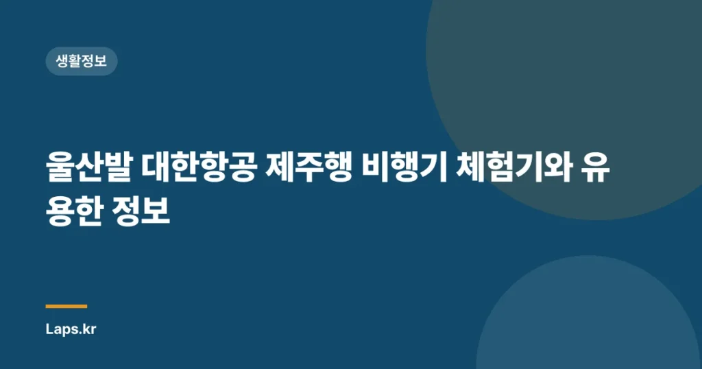 울산발 대한항공 제주행 비행기 체험기와 유용한 정보
