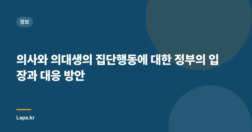 의사와 의대생의 집단행동에 대한 정부의 입장과 대응 방안