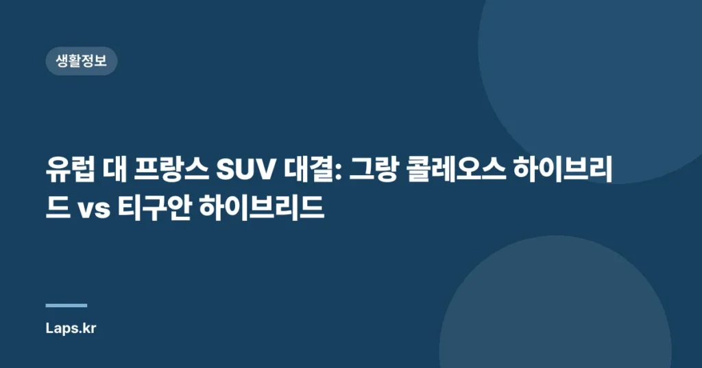 유럽 대 프랑스 SUV 대결: 그랑 콜레오스 하이브리드 vs 티구안 하이브리드
