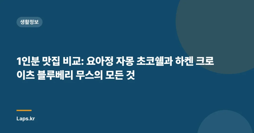 1인분 맛집 비교: 요아정 자몽 초코쉘과 하켄 크로이츠 블루베리 무스의 모든 것