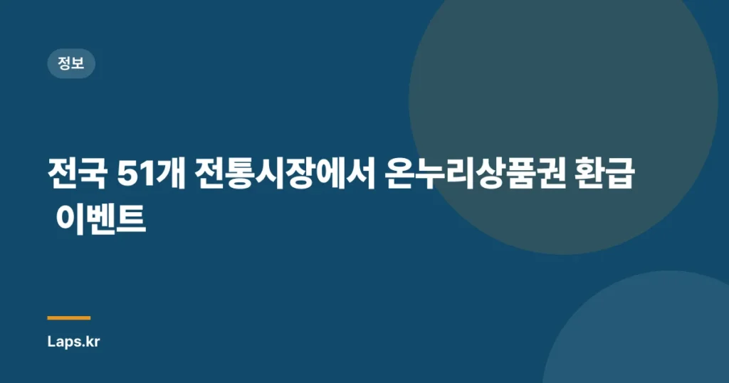 전국 51개 전통시장에서 온누리상품권 환급 이벤트