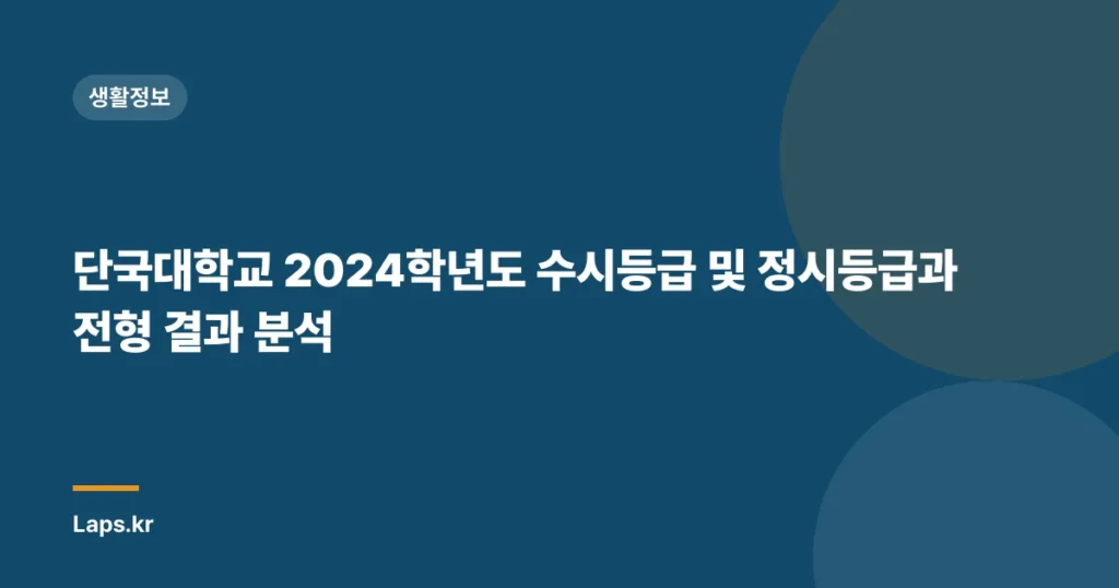 단국대학교 2024학년도 수시등급 및 정시등급과 전형 결과 분석