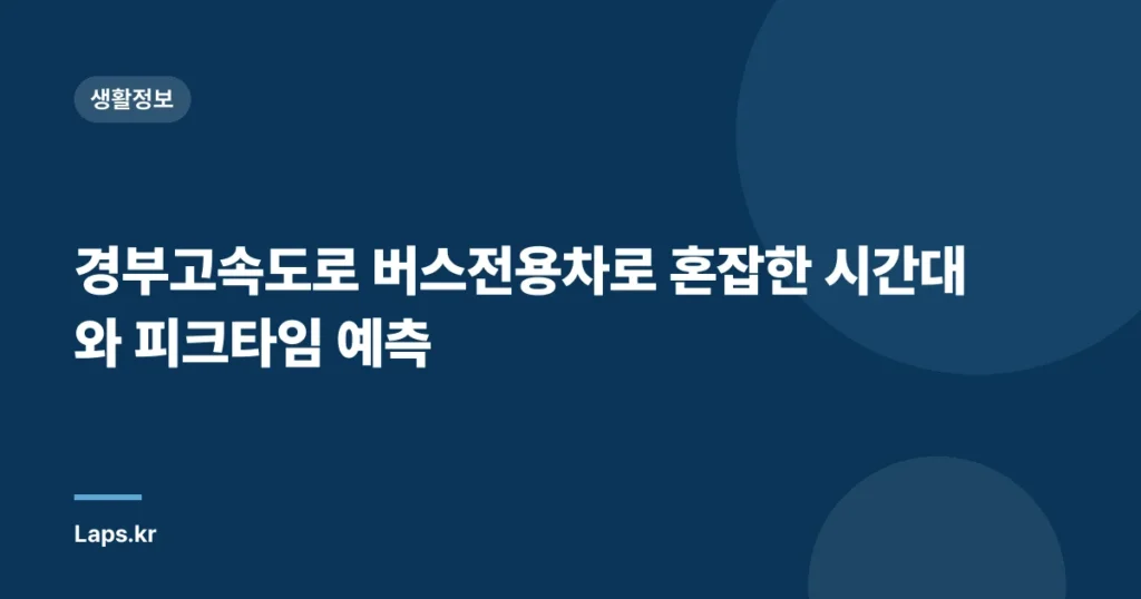 경부고속도로 버스전용차로 혼잡한 시간대와 피크타임 예측