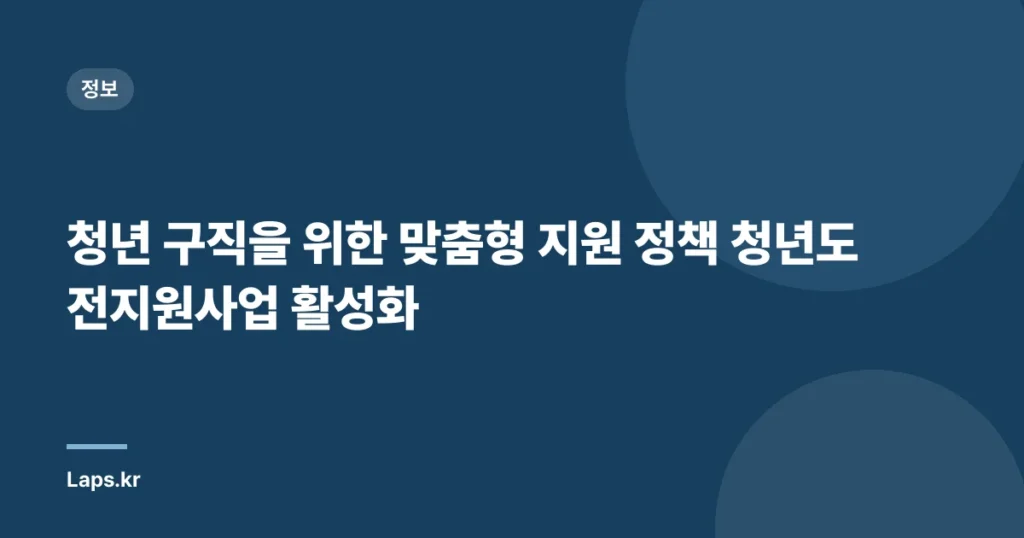 청년 구직을 위한 맞춤형 지원 정책 청년도전지원사업 활성화