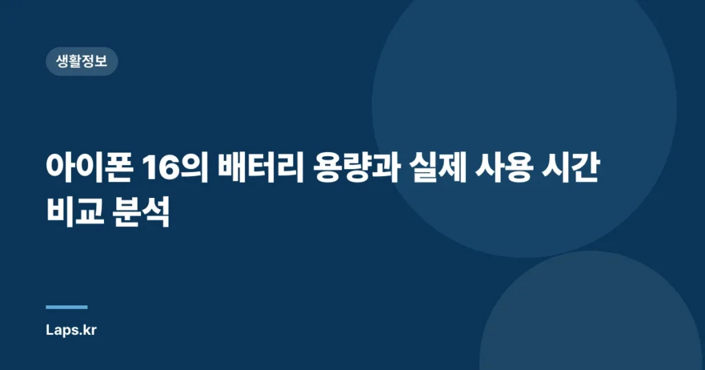 아이폰 16의 배터리 용량과 실제 사용 시간 비교 분석