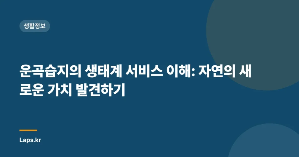 운곡습지의 생태계 서비스 이해: 자연의 새로운 가치 발견하기