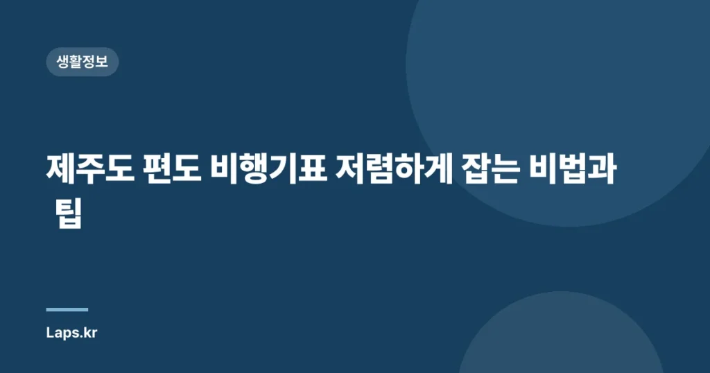 제주도 편도 비행기표 저렴하게 잡는 비법과 팁