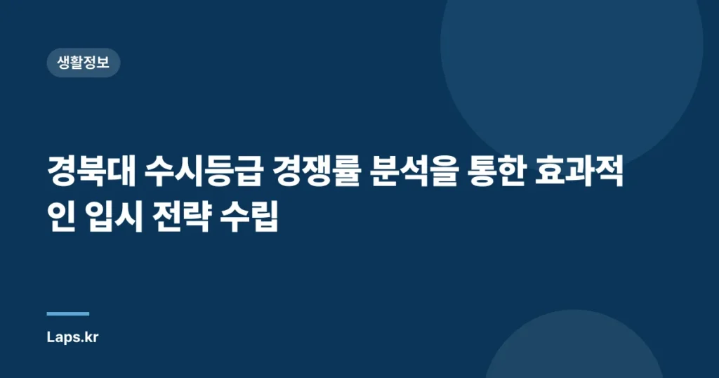 경북대 수시등급 경쟁률 분석을 통한 효과적인 입시 전략 수립