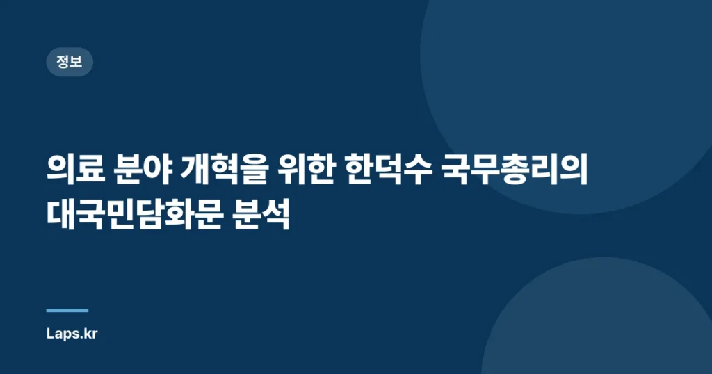 의료 분야 개혁을 위한 한덕수 국무총리의 대국민담화문 분석