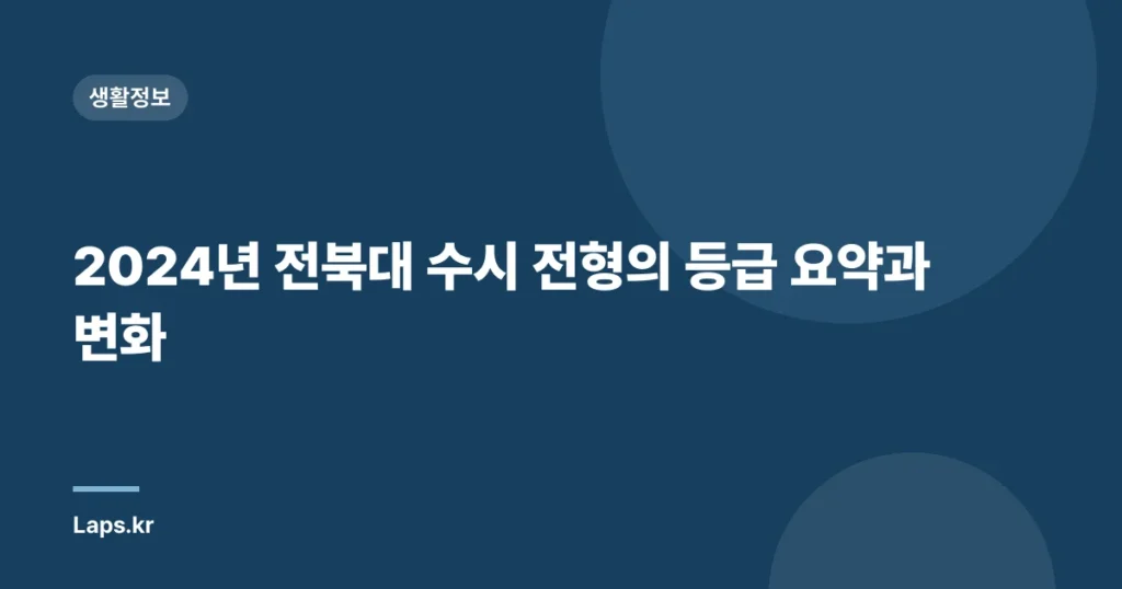 2024년 전북대 수시 전형의 등급 요약과 변화