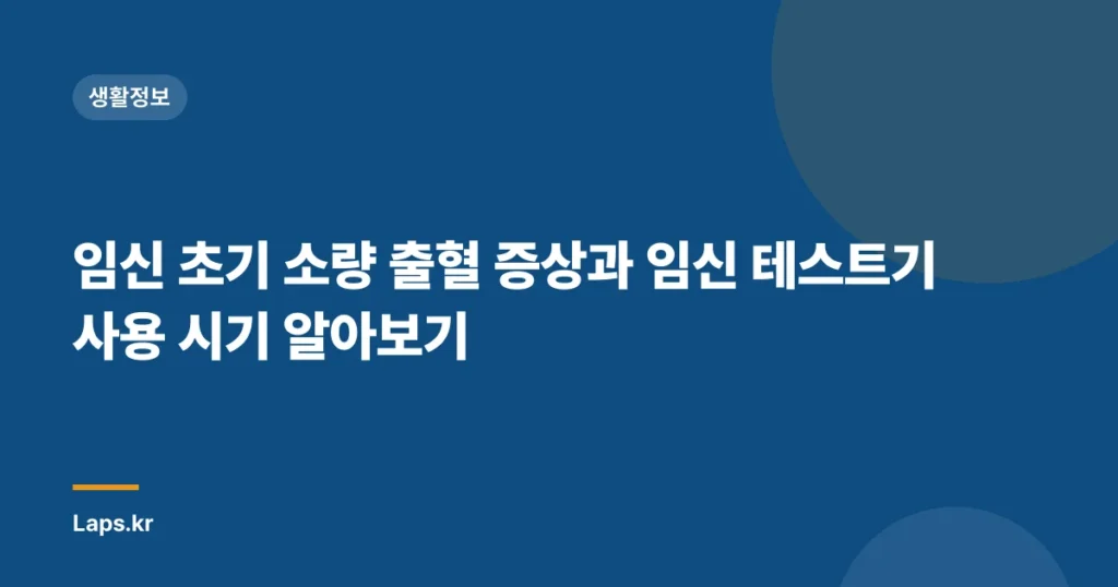 임신 초기 소량 출혈 증상과 임신 테스트기 사용 시기 알아보기