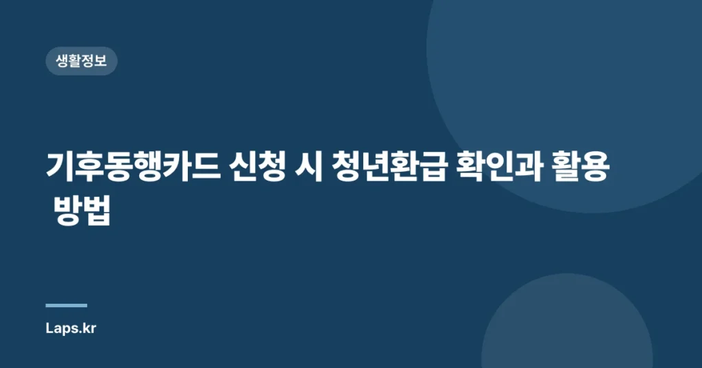 기후동행카드 신청 시 청년환급 확인과 활용 방법