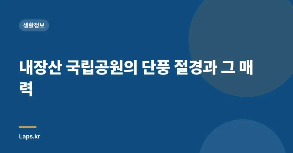 내장산 국립공원의 단풍 절경과 그 매력