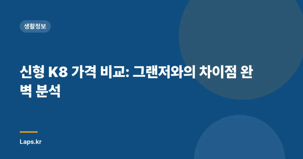 신형 K8 가격 비교: 그랜저와의 차이점 완벽 분석