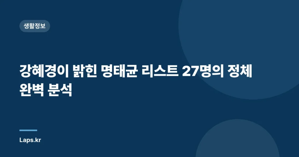강혜경이 밝힌 명태균 리스트 27명의 정체 완벽 분석