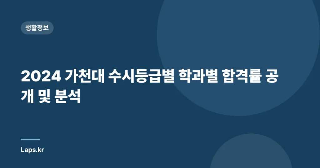 2024 가천대 수시등급별 학과별 합격률 공개 및 분석